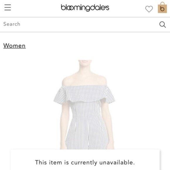 AQUA BLOOMINGDALES Striped Off the Shoulder Romper XS - Picture 2 of 5